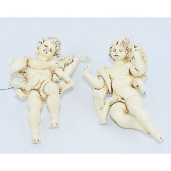 Vintage Fontanini Italy Angel Cherub Hanging Christmas Ornaments Set #4 - Picture 1 of 7